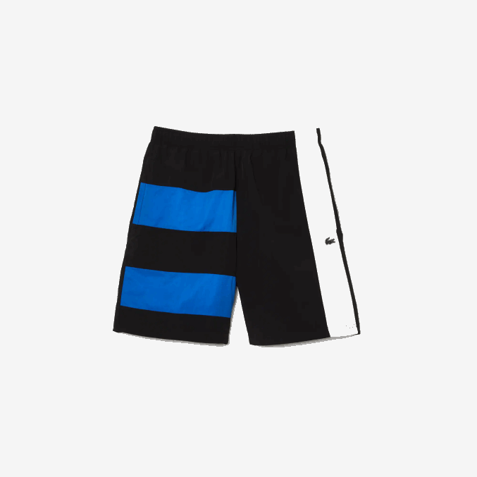 negro azul blanco se1 VVL0A1500 hombres Lacoste shorts con efecto patchwork y bloques de color