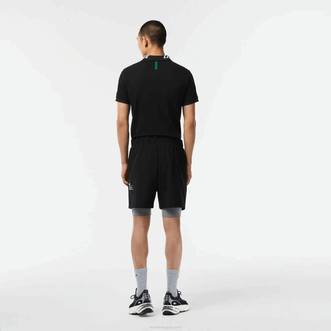 negro gris chine x0i VVL0A481 hombres Lacoste pantalones cortos deportivos de dos tonos con calzoncillos incorporados