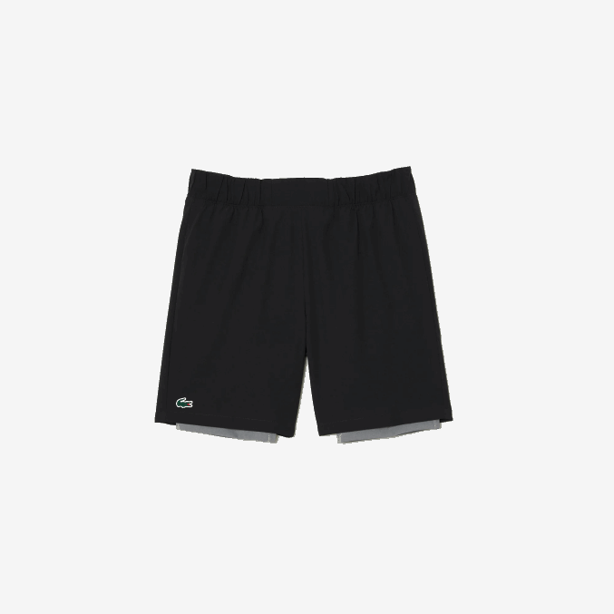 negro gris chine x0i VVL0A481 hombres Lacoste pantalones cortos deportivos de dos tonos con calzoncillos incorporados