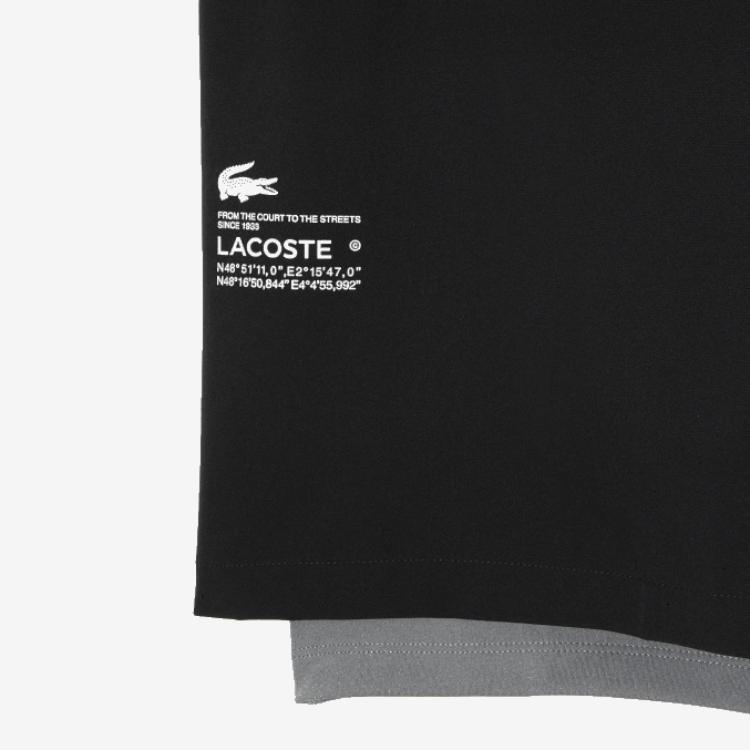 negro gris chine x0i VVL0A481 hombres Lacoste pantalones cortos deportivos de dos tonos con calzoncillos incorporados