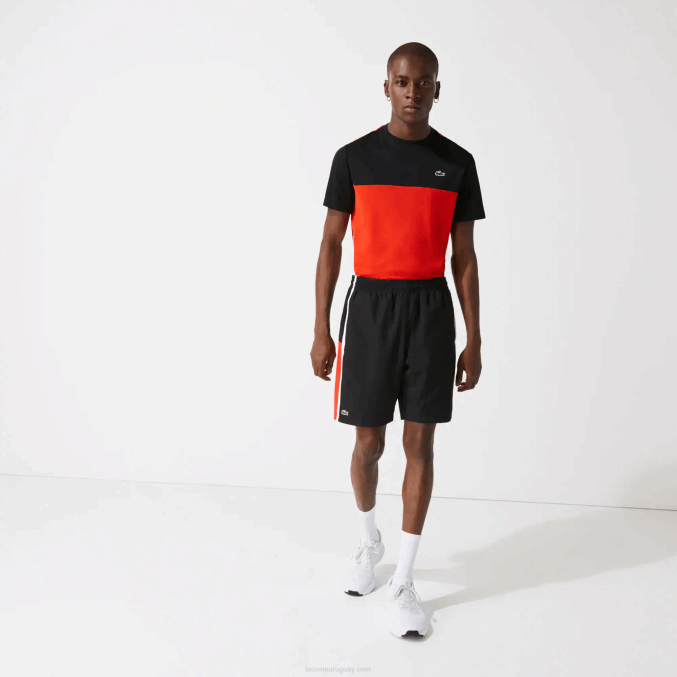 negro rojo blanco g54 VVL0A1365 hombres Lacoste shorts deportivos ligeros con paneles colorblock