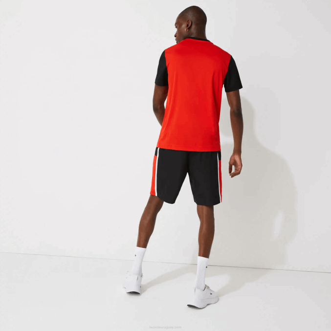 negro rojo blanco g54 VVL0A1365 hombres Lacoste shorts deportivos ligeros con paneles colorblock