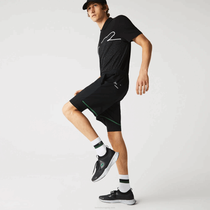 negro verde blanco 9az VVL0A1545 hombres Lacoste shorts deportivos a capas