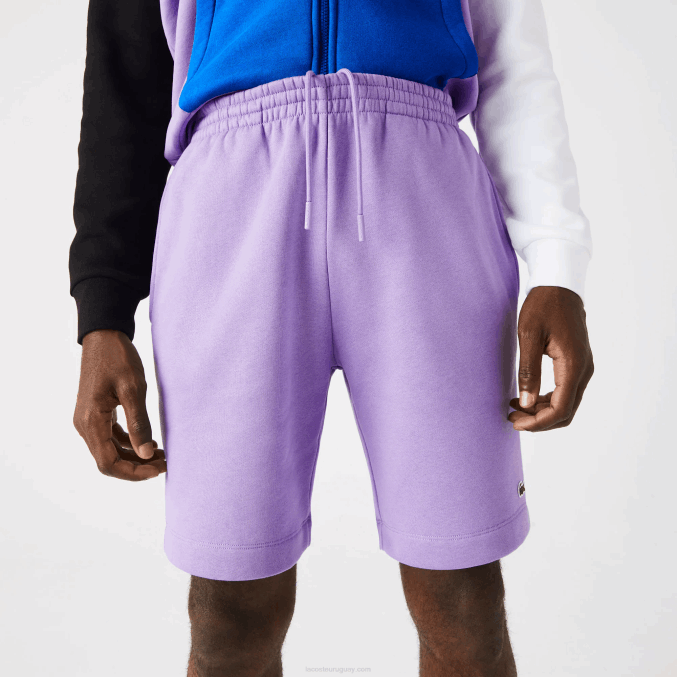 púrpura gfu VVL0A1425 hombres Lacoste shorts de felpa de algodón orgánico peinado