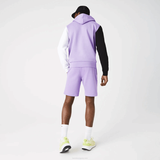 púrpura gfu VVL0A1425 hombres Lacoste shorts de felpa de algodón orgánico peinado