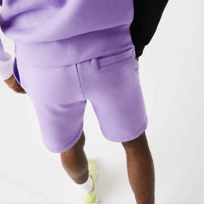 púrpura gfu VVL0A1425 hombres Lacoste shorts de felpa de algodón orgánico peinado