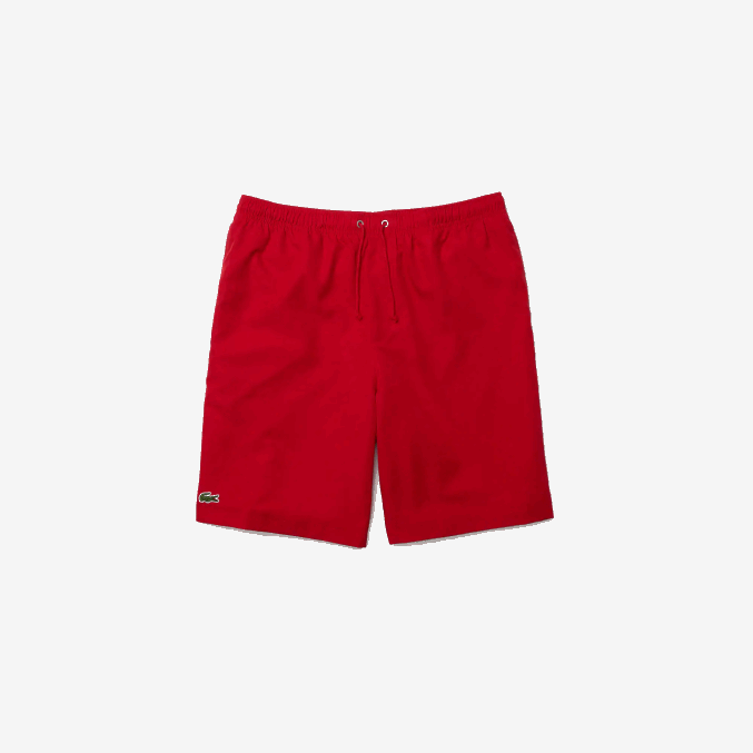 rojo 029 VVL0A1444 hombres Lacoste Shorts deportivos de tenis con tejido de diamante sólido