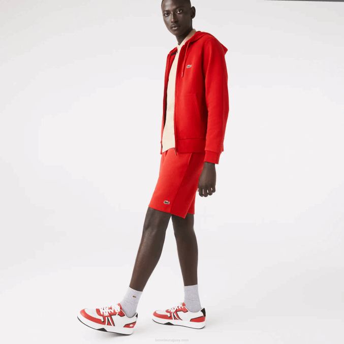 rojo 240 VVL0A1373 hombres Lacoste shorts de felpa de algodón orgánico peinado