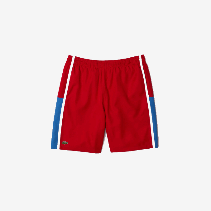 rojo azul blanco cmj VVL0A1366 hombres Lacoste shorts deportivos ligeros con paneles colorblock