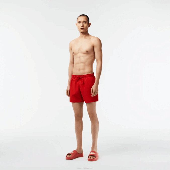 rojo verde 8un VVL0A542 hombres Lacoste shorts de baño ligeros de secado rápido