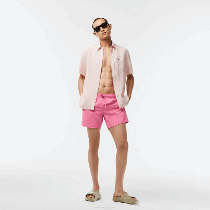 rosa verde w4i VVL0A533 hombres Lacoste shorts de baño ligeros de secado rápido