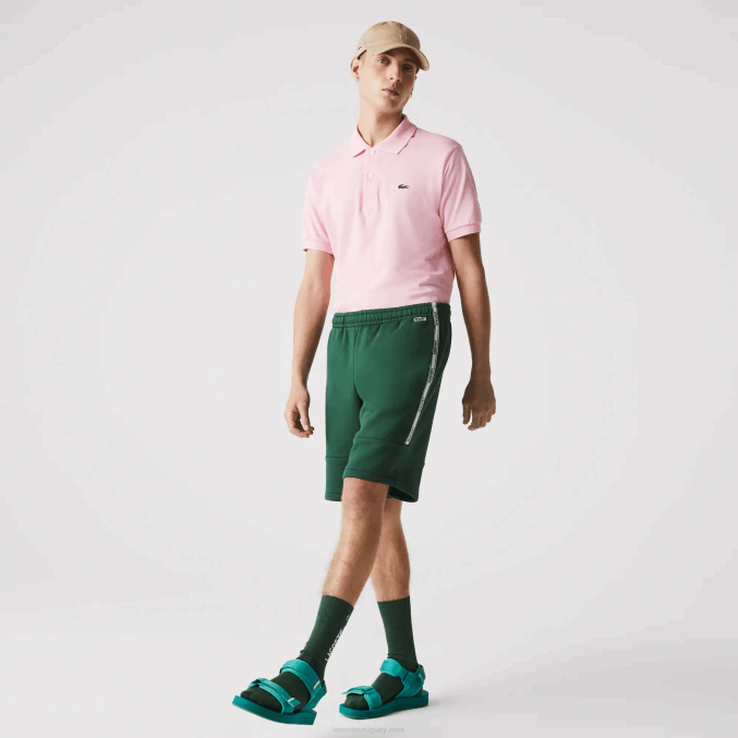 verde 132 VVL0A1539 hombres Lacoste shorts de mezcla de vellón con bandas de la marca
