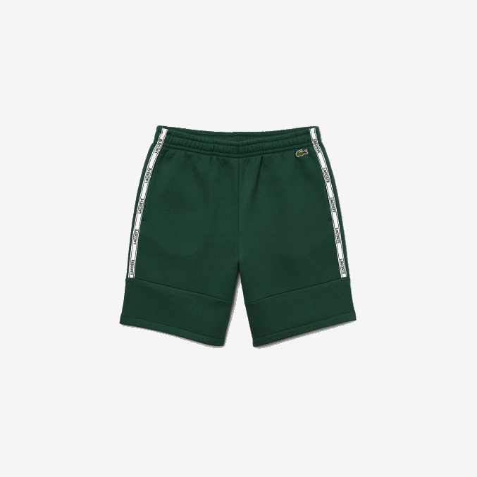 verde 132 VVL0A1539 hombres Lacoste shorts de mezcla de vellón con bandas de la marca