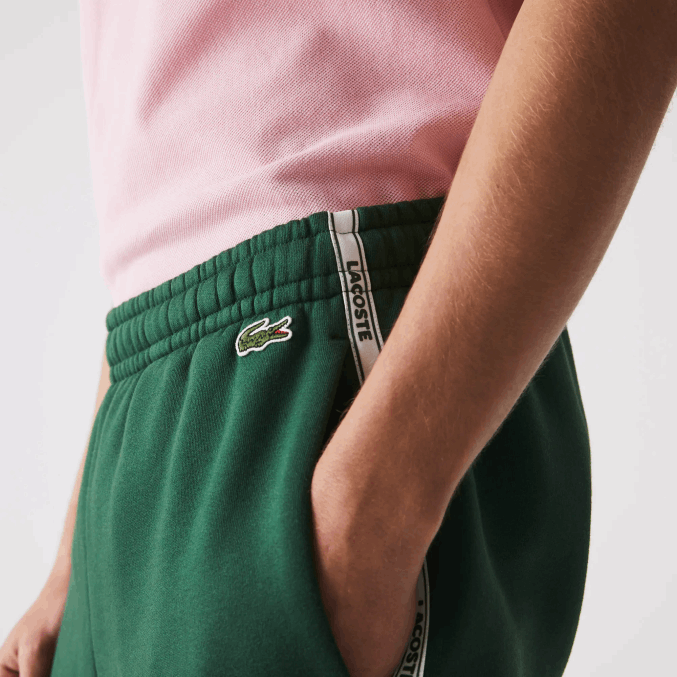 verde 132 VVL0A1539 hombres Lacoste shorts de mezcla de vellón con bandas de la marca