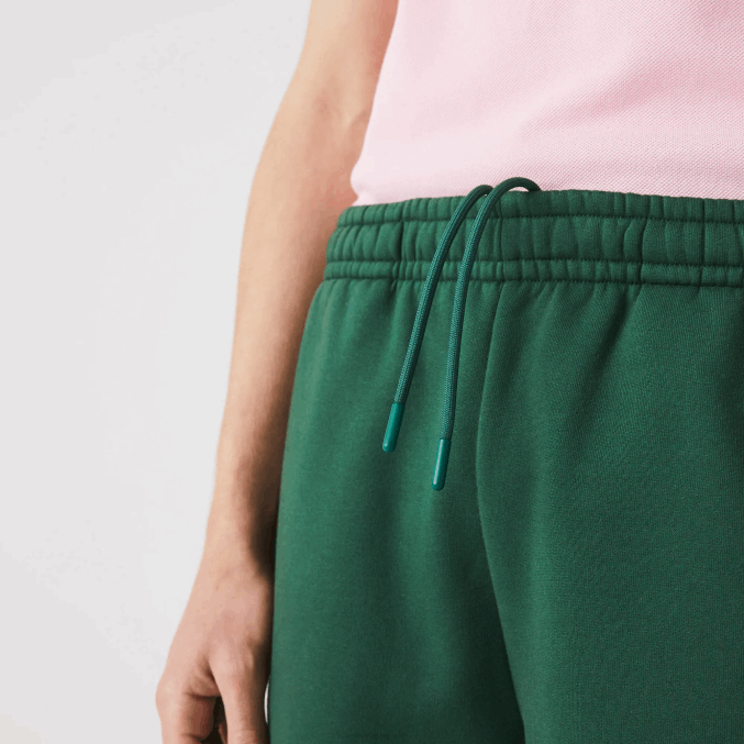 verde 132 VVL0A1539 hombres Lacoste shorts de mezcla de vellón con bandas de la marca
