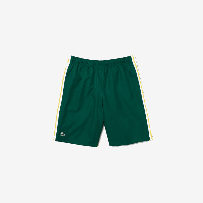 verde amarillo blanco 117 VVL0A1362 hombres Lacoste shorts deportivos ligeros con bandas en contraste