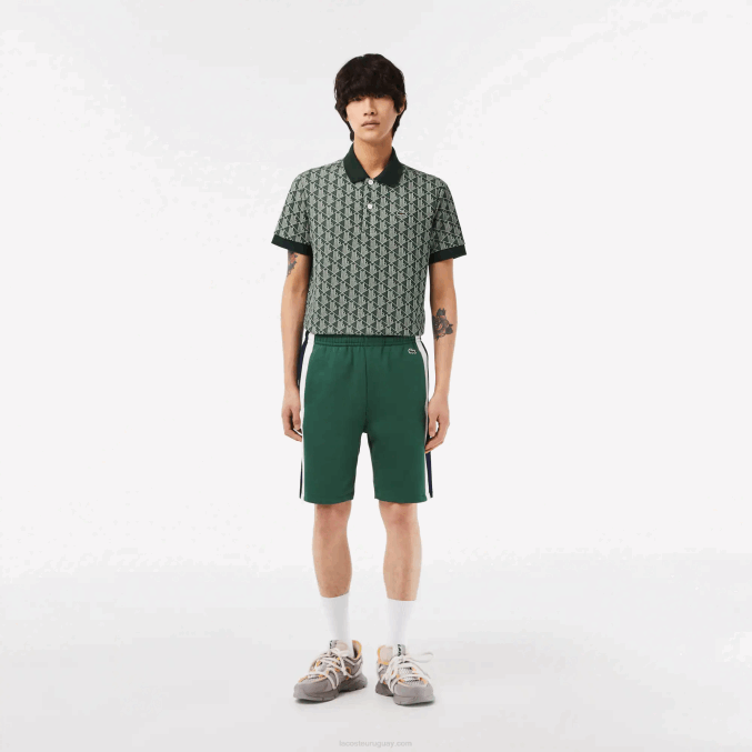 verde azul marino blanco wn7 VVL0A456 hombres Lacoste shorts de felpa cepillada con bloques de color