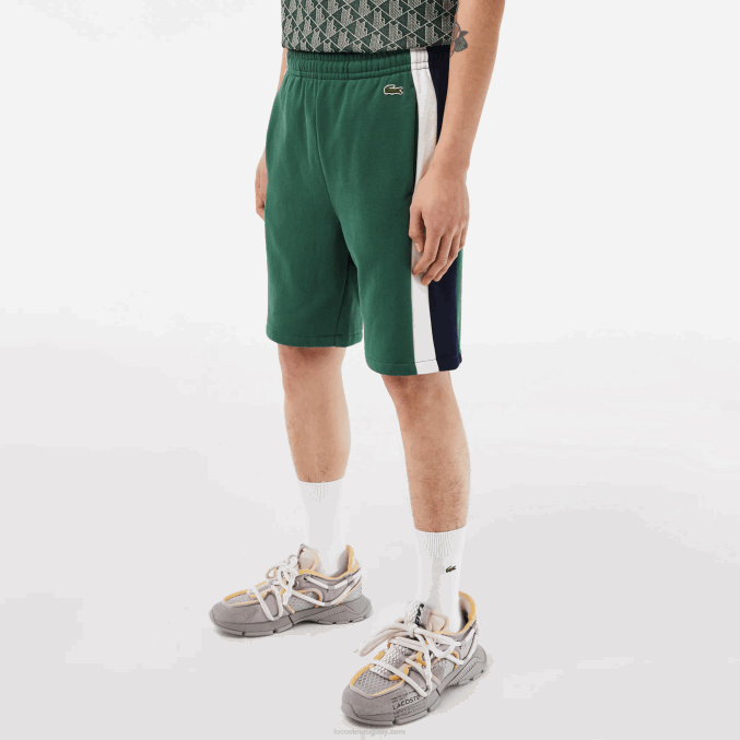 verde azul marino blanco wn7 VVL0A456 hombres Lacoste shorts de felpa cepillada con bloques de color