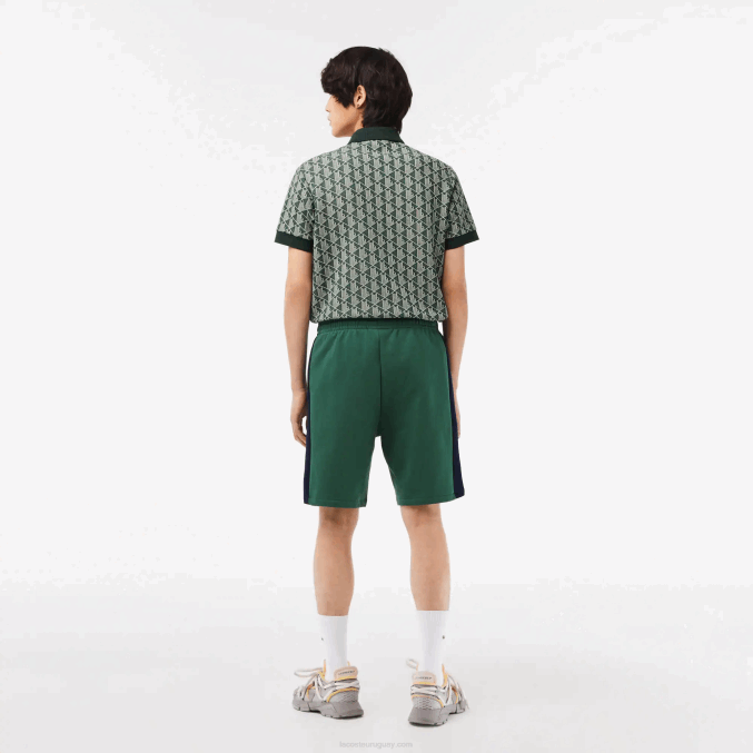 verde azul marino blanco wn7 VVL0A456 hombres Lacoste shorts de felpa cepillada con bloques de color