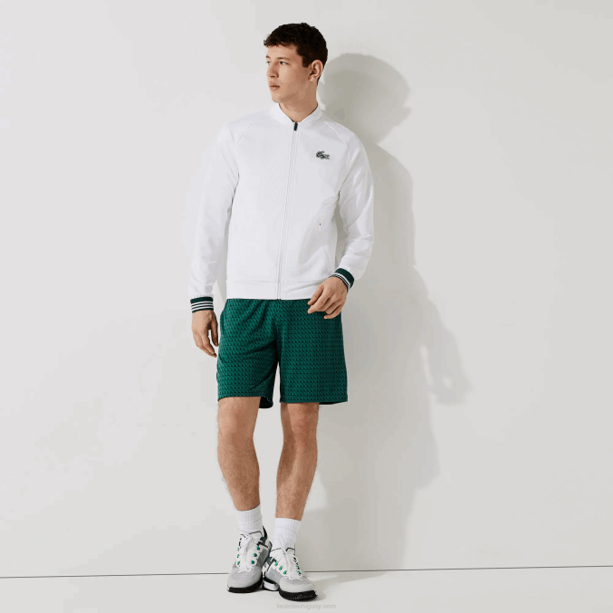 verde blanco 256 VVL0A1598 hombres Lacoste shorts deportivos transpirables con estampado de pata de gallo