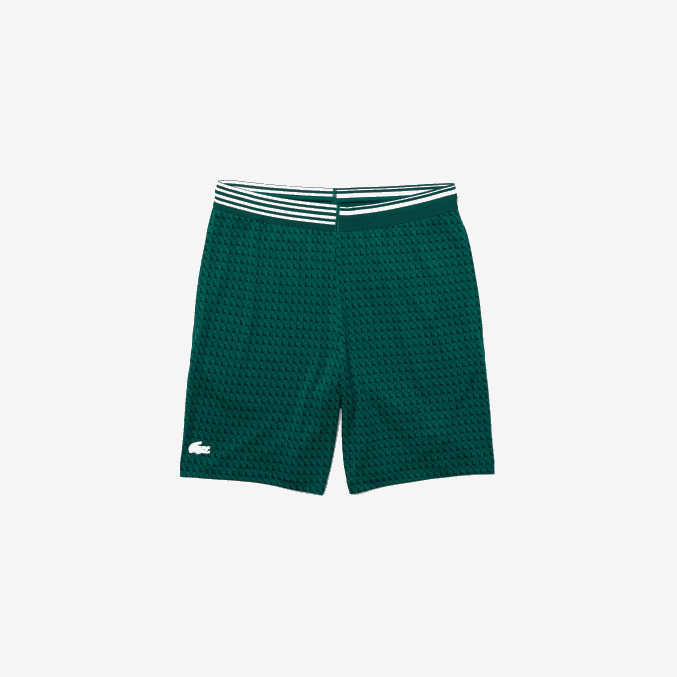 verde blanco 256 VVL0A1598 hombres Lacoste shorts deportivos transpirables con estampado de pata de gallo