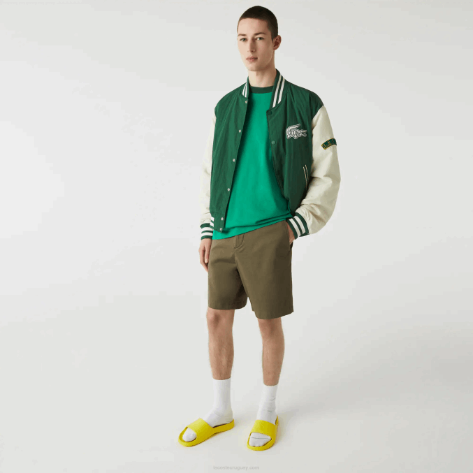 verde caqui 316 VVL0A437 hombres Lacoste Bermudas regular fit de algodón orgánico elástico