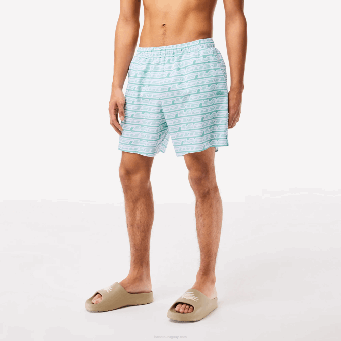 verde claro cr5 VVL0A525 hombres Lacoste bañador con estampado de dos tonos