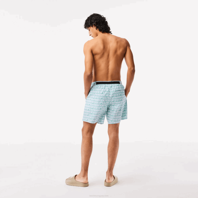 verde claro cr5 VVL0A525 hombres Lacoste bañador con estampado de dos tonos