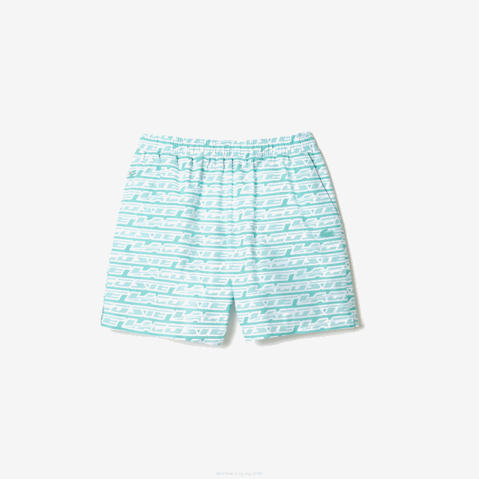 verde claro cr5 VVL0A525 hombres Lacoste bañador con estampado de dos tonos