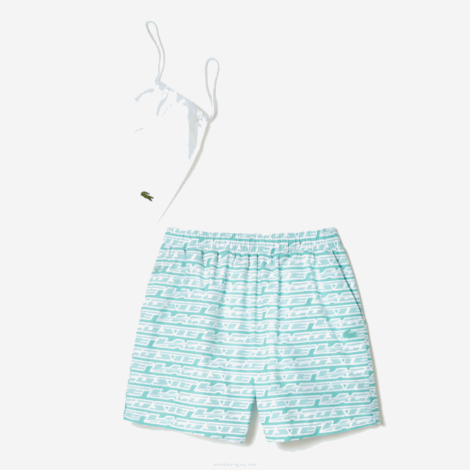 verde claro cr5 VVL0A525 hombres Lacoste bañador con estampado de dos tonos