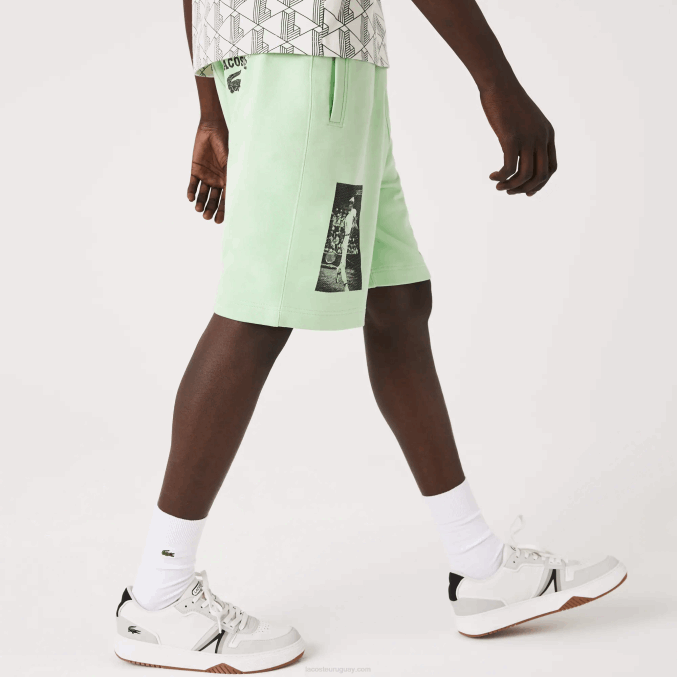 verde ji VVL0A1585 hombres Lacoste shorts de felpa con estampado live heritage