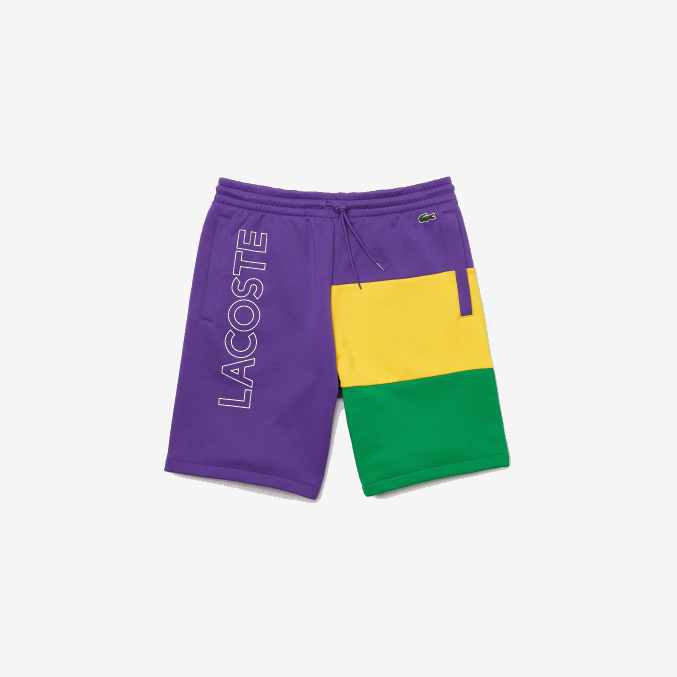 violeta amarillo verde 1cv VVL0A1560 hombres Lacoste bermudas de polar con bloques de color y letras