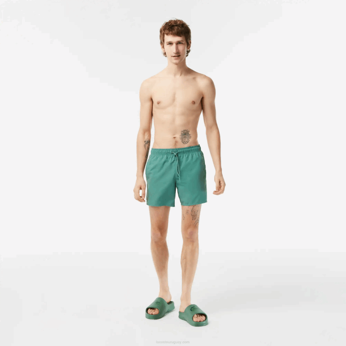wij verde caqui VVL0A546 hombres Lacoste shorts de baño ligeros de secado rápido