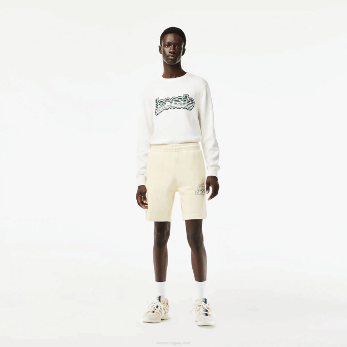xfj blanco VVL0A486 hombres Lacoste shorts de felpa de algodón orgánico sin cepillar