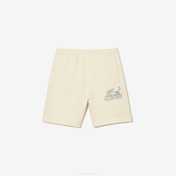xfj blanco VVL0A486 hombres Lacoste shorts de felpa de algodón orgánico sin cepillar