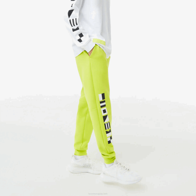 amarillo 90v VVL0A1046 hombres Lacoste pantalones de chándal con estampado reflectante