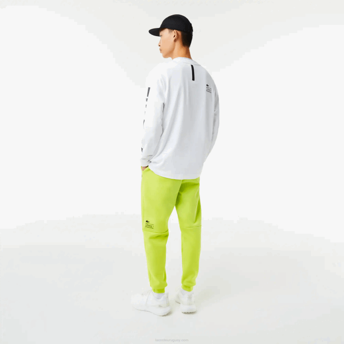amarillo 90v VVL0A1046 hombres Lacoste pantalones de chándal con estampado reflectante