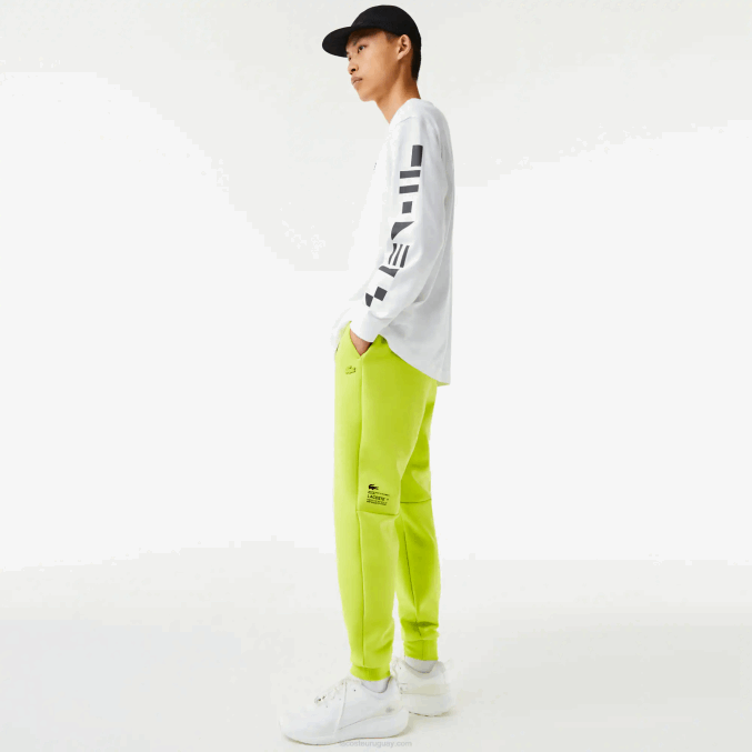 amarillo 90v VVL0A1046 hombres Lacoste pantalones de chándal con estampado reflectante