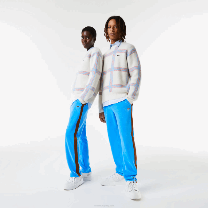 azul 4xa VVL0A1103 hombres Lacoste pantalones de chándal con banda lateral en contraste