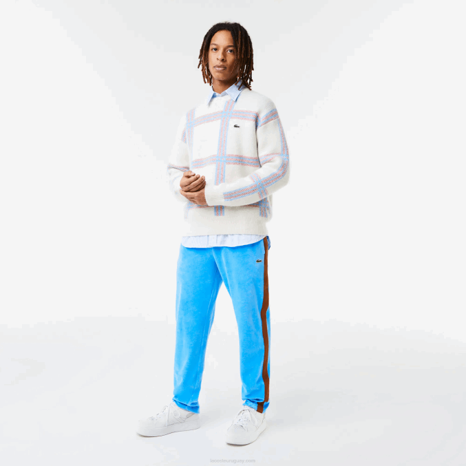 azul 4xa VVL0A1103 hombres Lacoste pantalones de chándal con banda lateral en contraste