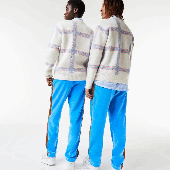 azul 4xa VVL0A1103 hombres Lacoste pantalones de chándal con banda lateral en contraste