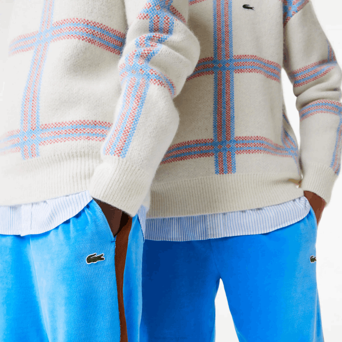 azul 4xa VVL0A1103 hombres Lacoste pantalones de chándal con banda lateral en contraste