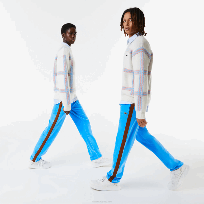 azul 4xa VVL0A1103 hombres Lacoste pantalones de chándal con banda lateral en contraste