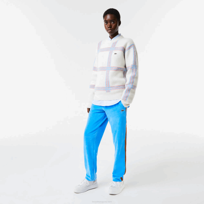azul 4xa VVL0A1103 hombres Lacoste pantalones de chándal con banda lateral en contraste