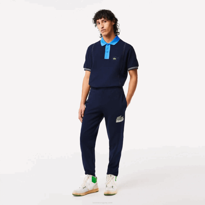 azul marino 166 VVL0A309 hombres Lacoste pantalones de chándal sin cepillar