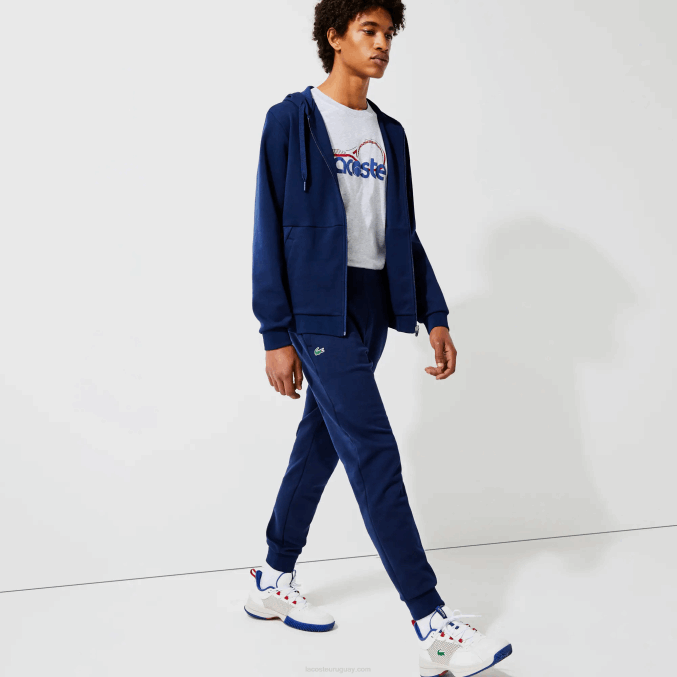 azul marino 423 VVL0A1021 hombres Lacoste pantalones deportivos con paneles de malla