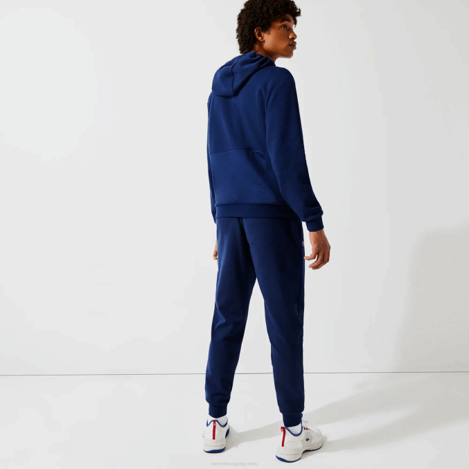 azul marino 423 VVL0A1021 hombres Lacoste pantalones deportivos con paneles de malla