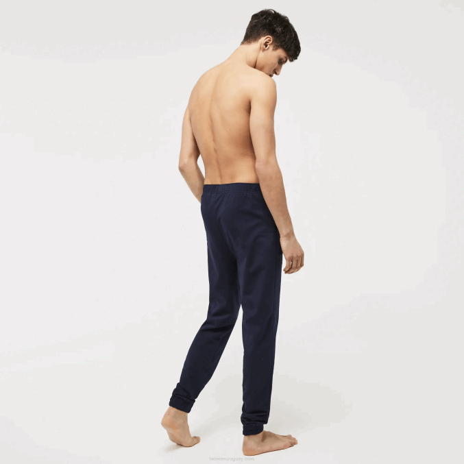 azul marino 423 VVL0A1477 hombres Lacoste joggers de felpa de algodón