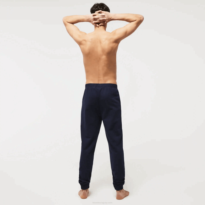 azul marino 423 VVL0A1477 hombres Lacoste joggers de felpa de algodón