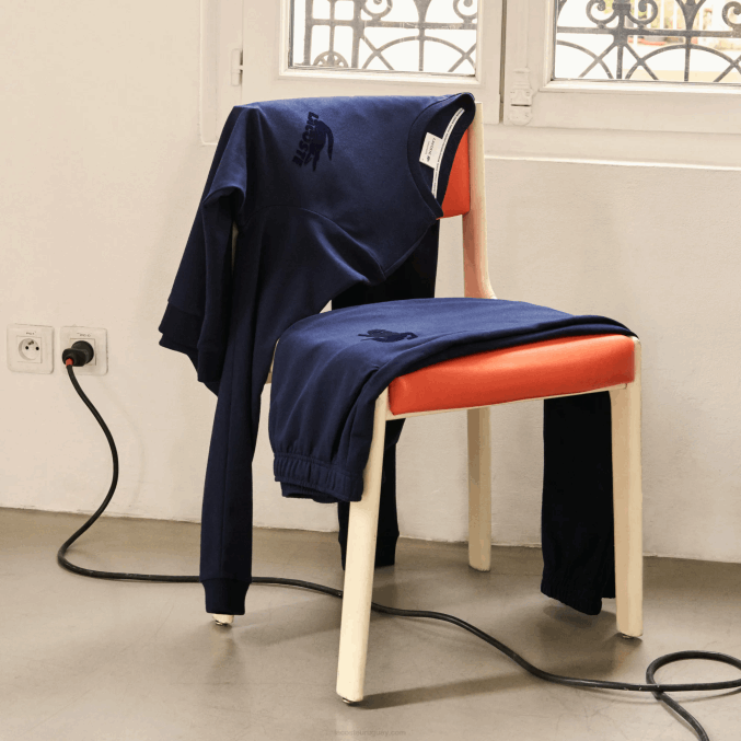 azul marino 423 VVL0A1477 hombres Lacoste joggers de felpa de algodón